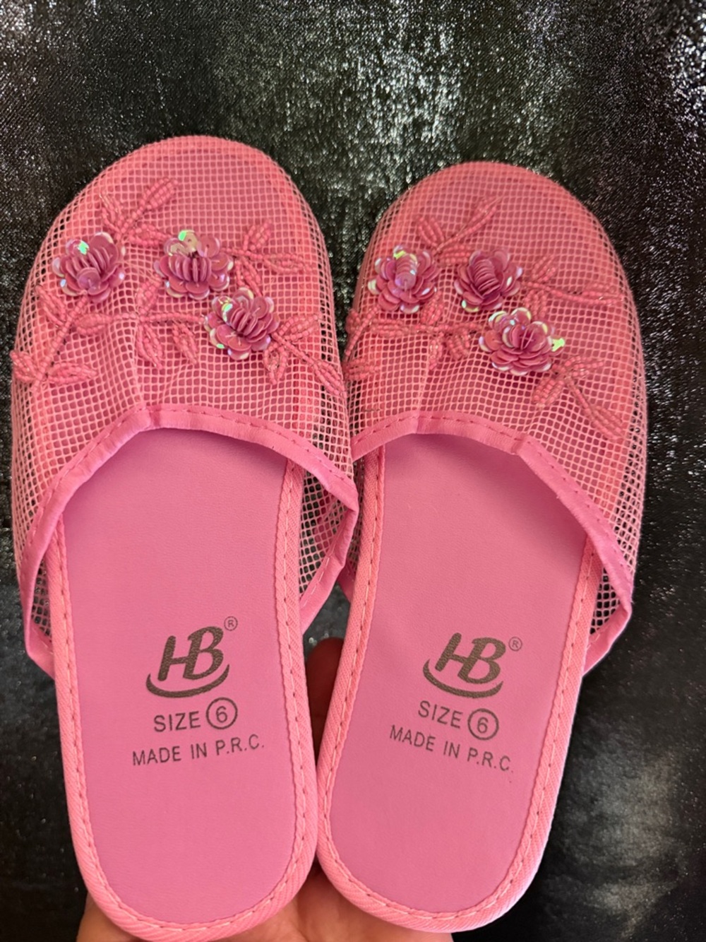 Pink Floral Mesh Slip-On Slippers for Women